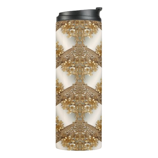 Moderne Gouden  Bloemen Thermische Tumbler Thermosbeker (Gedraaid links)