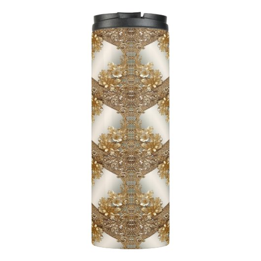 Moderne Gouden  Bloemen Thermische Tumbler Thermosbeker (Achterkant)