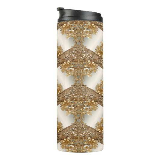 Moderne Gouden  Bloemen Thermische Tumbler Thermosbeker (Geroteerd rechts)