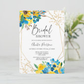 Moderne gouden bloemen waterverf vrijgezellenfeest kaart (Staand voorkant)