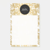 Moderne gouden bloemen zwarte cirkel post-it® notes (Voorkant)