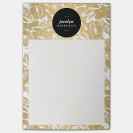 Moderne gouden bloemen zwarte cirkel post-it® notes