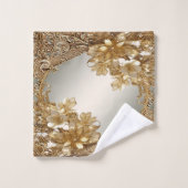 Moderne gouden  bloemenhanddoek set bad handdoek (Wasdoekje)