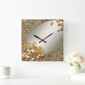 Moderne Gouden  Bloemenklok Vierkante Klok (Huis)