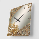 Moderne Gouden  Bloemenklok Vierkante Klok (Hoek)