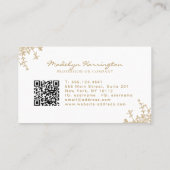 Moderne gouden bloemenkroon monogram QR-code Visitekaartje (Achterkant)