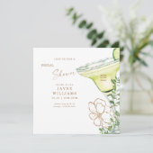 Moderne Gouden Bloemige Margarita Bruidsdouche Kaart (Staand voorkant)