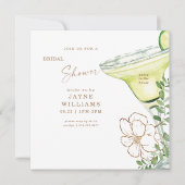 Moderne Gouden Bloemige Margarita Bruidsdouche Kaart (Voorkant)