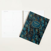 Moderne Gouden Bloemmotief Tealblauw Persoonlijk Planner (Display)