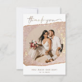 Moderne Gouden Blush Glitter Foto Bruiloft Bedankkaart (Voorkant)