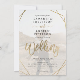 Moderne gouden boho lijst simpel fotoscript bruilo kaart