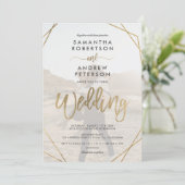 Moderne gouden boho lijst simpel fotoscript bruilo kaart (Staand voorkant)