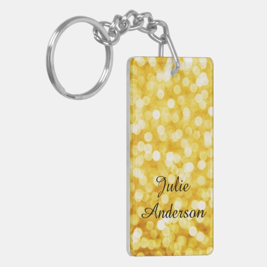 Moderne gouden Bokeh acryl Sleutelhanger (Voorkant Links)