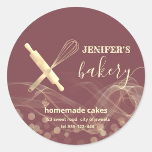 Moderne gouden bokeh gebakken goederen bakkerij ronde sticker