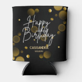 Moderne Gouden Bokeh Gradient Zwart Gelukkige Verj Blikjeskoeler (Voorkant)