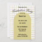 Moderne Gouden Boog Aangepaste Details Graduation Kaart (Achterkant)