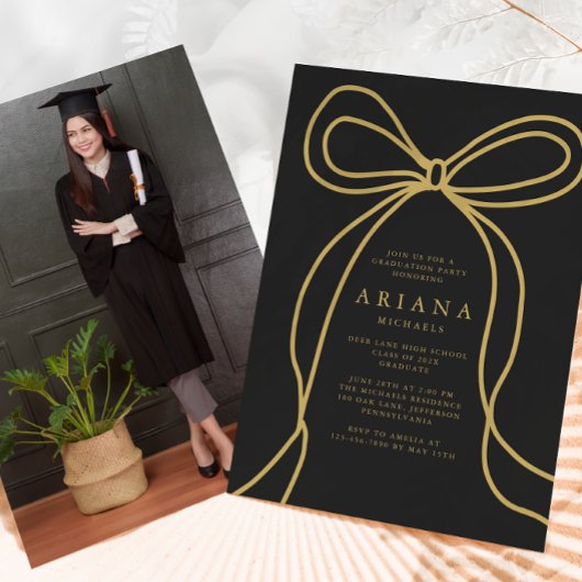 Moderne gouden boog foto afstuderen partij uitnodi aankondiging