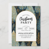 Moderne Gouden Boog Vakantie Bos Kerstfeest Kaart (Voorkant)