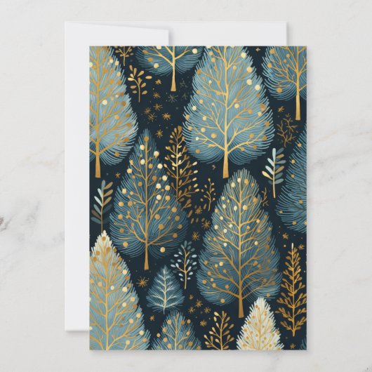 Moderne Gouden Boog Vakantie Bos Kerstfeest Kaart (Achterkant)