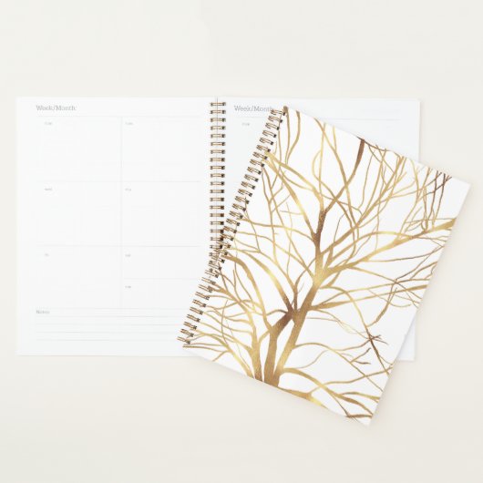 Moderne Gouden Boom Silhouet Minimaal Wit Design Planner (Display)