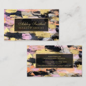 Moderne gouden borstels acrylroze make-up visitekaartje (Voorkant / Achterkant)