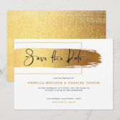 Moderne gouden borstelslag elegante zwarte typogra kaart (Voorkant / Achterkant)