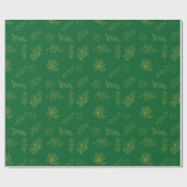 Moderne Gouden Botanische Donkergroen Cadeaupapier (Vlak)