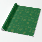 Moderne Gouden Botanische Donkergroen Cadeaupapier (Uitgerold)