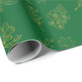 Moderne Gouden Botanische Donkergroen Cadeaupapier (Rol Hoek)