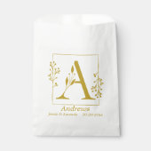 Moderne gouden botanische letter A gepersonaliseer Bedankzakje (Voorkant)