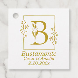 Moderne gouden botanische letter B   Bedankjes Labels