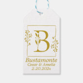 Moderne gouden botanische letter B Cadeaulabel (Voorkant)