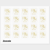 Moderne gouden botanische letter B vierkante stick Vierkante Sticker (Vel)