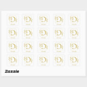 Moderne gouden botanische letter D vierkante stick Sticker (Vel)