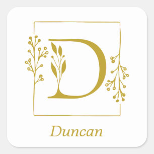 Moderne gouden botanische letter D vierkante stick Sticker