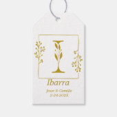 Moderne gouden botanische letter I gepersonaliseer Cadeaulabel (Voorkant)