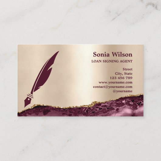 Moderne Gouden Bourgogne Notaris Loan Signing Agen Visitekaartje (Achterkant)