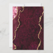 Moderne Gouden Bourgondië Marmer Agaten Bruiloft Kaart (Achterkant)