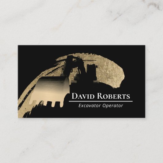 Moderne Gouden Bouw Graafmachine Plant Operator Visitekaartje (Voorkant)