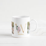 Moderne Gouden Brief W Bloem | Twee foto-monogram Koffiemok<br><div class="desc">Moderne Gouden Brief W Bloem | Twee foto-monogram</div>