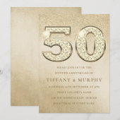 Moderne Gouden Bruiloft 50-jarig Huwelijksjubileum Kaart (Voorkant / Achterkant)
