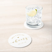 Moderne gouden bruiloft met elegant elegant ronde kartonnen onderzetter (Insitu)