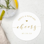 Moderne gouden bruiloft met elegant elegant ronde kartonnen onderzetter