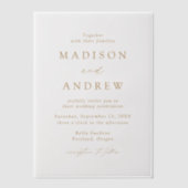 Moderne gouden bruiloft met elegant elegant vellum uitnodigingen (Voorkant)