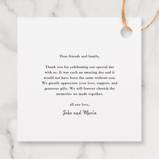 Moderne gouden bruiloft met elegant script Dank je Bedankjes Labels (Achterkant)