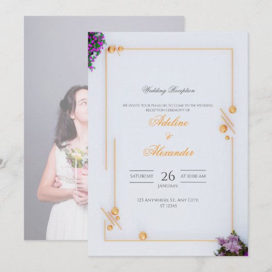 Moderne gouden bruiloft receptie uitnodiging (Voorkant / Achterkant)