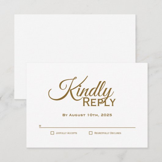 Moderne gouden bruiloft RSVP (Voorkant / Achterkant)