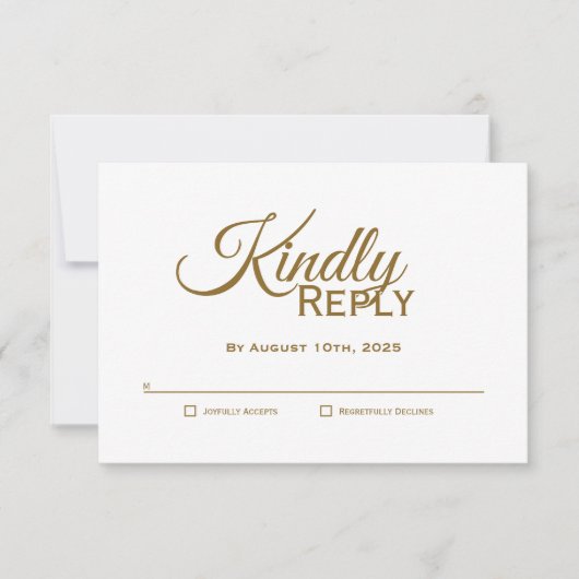Moderne gouden bruiloft RSVP Kaartje (Voorkant)