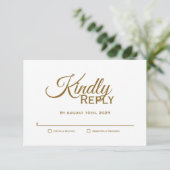 Moderne gouden bruiloft RSVP Kaartje (Staand voorkant)