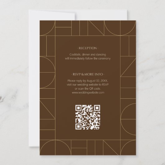 Moderne Gouden Bruiloft Sieraden Donkerbruin Kaart (Achterkant)